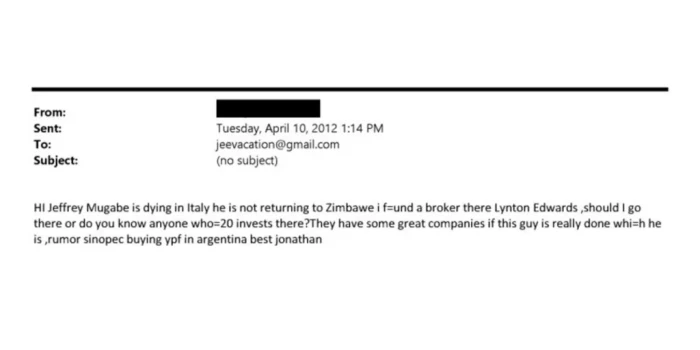 Ռոբերտ Մուգաբեն՝ Զիմբաբվեի նախկին նախագահը, նշվել է Էփշտեյնի...